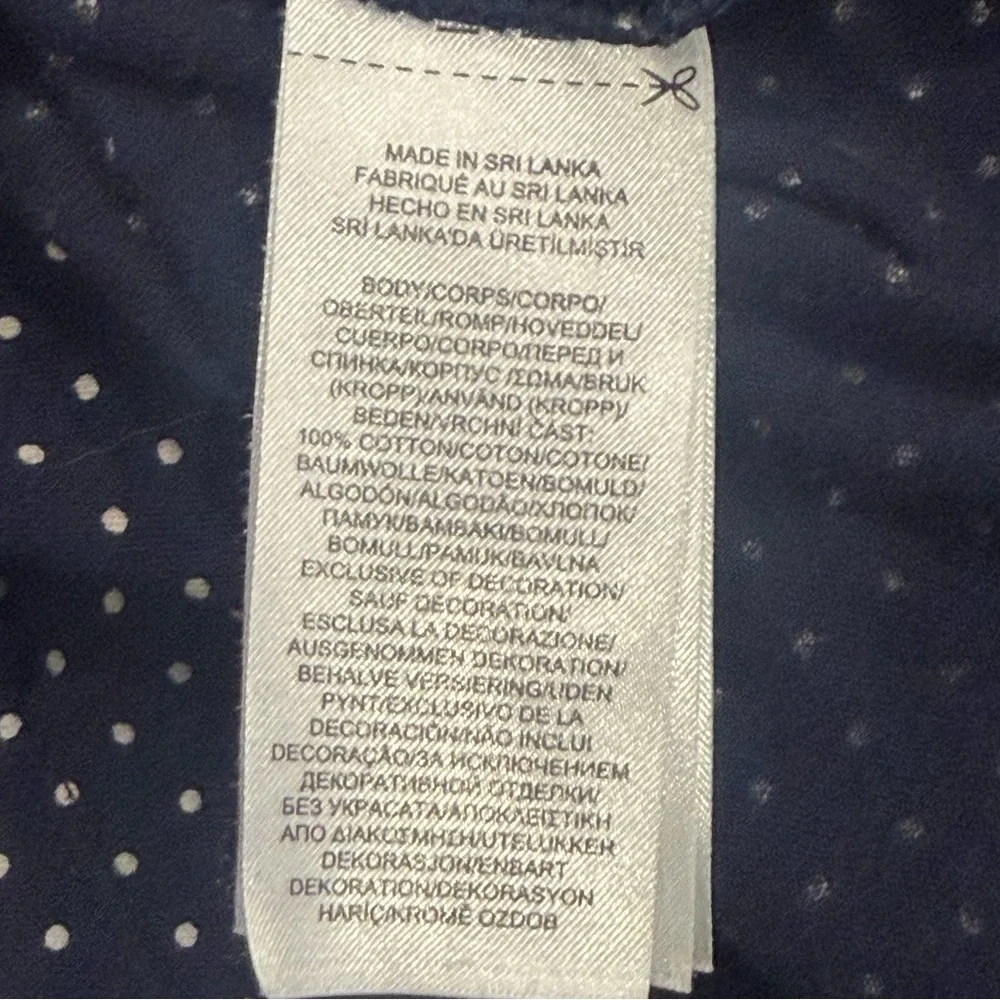 Lauren Ralph L. large Navy Polka Dot Button Down pajama nightgown sleep shirt